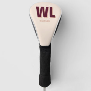 Minimalist Burgundy Pink Personalized Monogram  Golf Head Cover