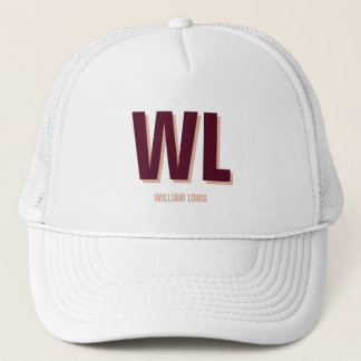 Minimalist Burgundy Pink Personalized Monogram Trucker Hat