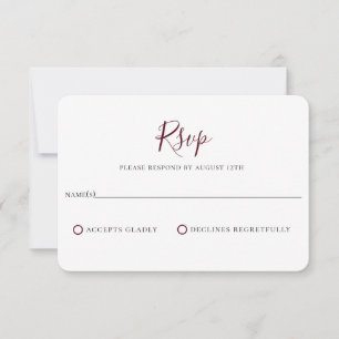 Minimalist Burgundy Red Wedding RSVP Card
