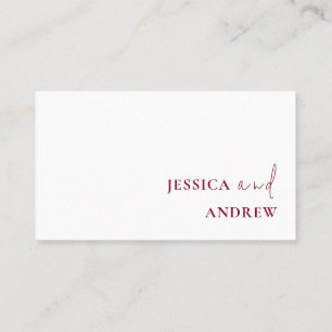 Minimalist Burgundy Red & White Simple Wedding Place Card