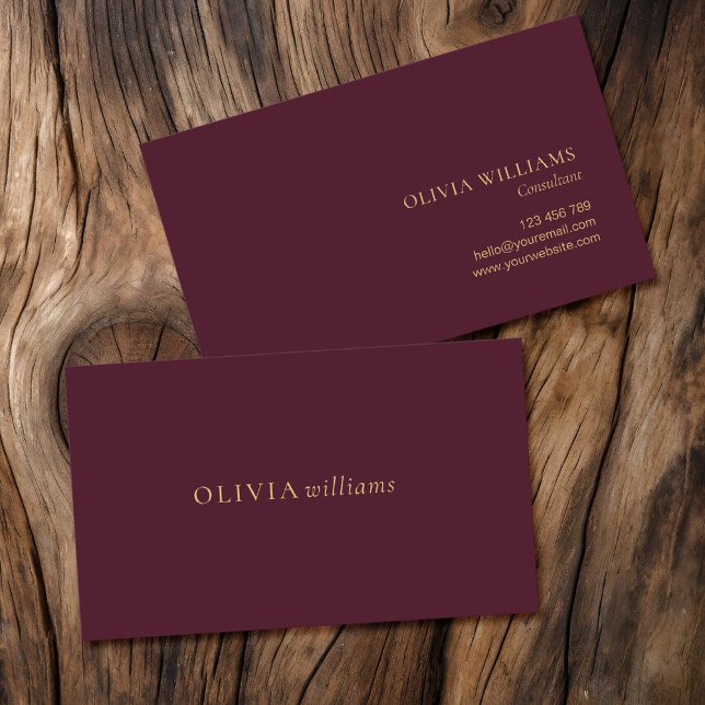 Minimalist Burgundy Simple Professional Business Card (Creator Uploaded)