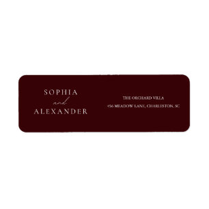Minimalist Burgundy Wedding Return Address Label