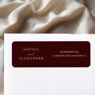 Minimalist Burgundy Wedding  Return Address Label