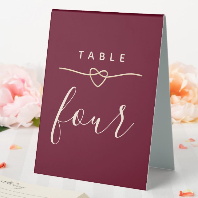 Minimalist Burgundy Wedding Table Number (In SItu (Wedding))