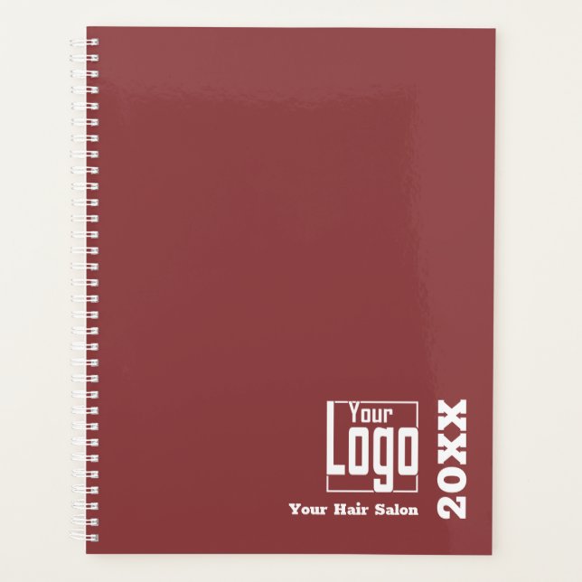 Minimalist Burgundy White Stylist Appointment Book Planner (Front)