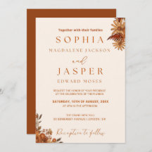 Minimalist Burnt Orange Boho Wedding Invitation