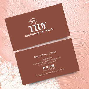 Minimalist Burnt Orange Cleaning Service Custom Business Card