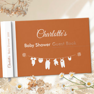Minimalist Burnt Orange Neutral Boho Baby Shower Guest Book