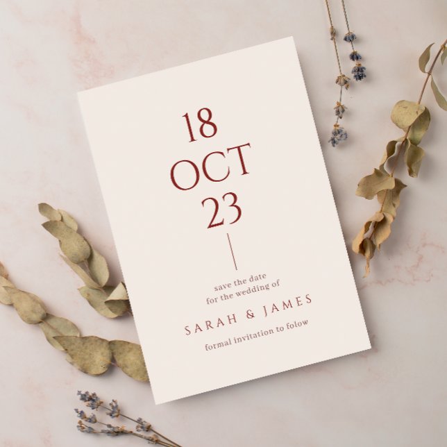 Minimalist Burnt Orange Typography Modern Wedding Save The Date (Creator Uploaded)