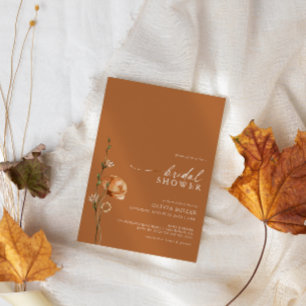 Minimalist Burnt Orange Wildflower Bridal Shower Invitation