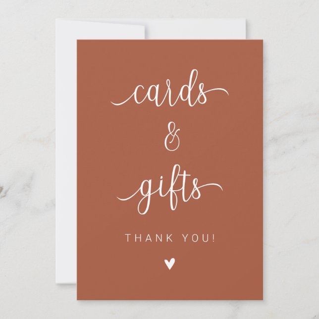 Minimalist Burnt Script Cards and Gifts Sign (Front)