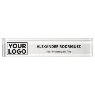 Minimalist Business Company Logo Name Job Title Nameplate