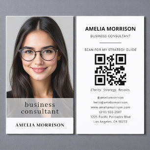 Minimalist Business Consultant QR Code Photo Card