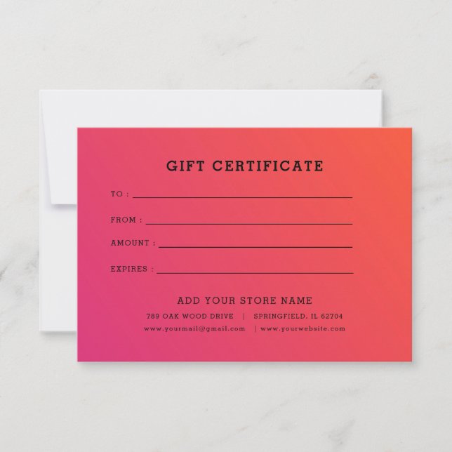 Minimalist Business Gift Certificate with Logo (Front)