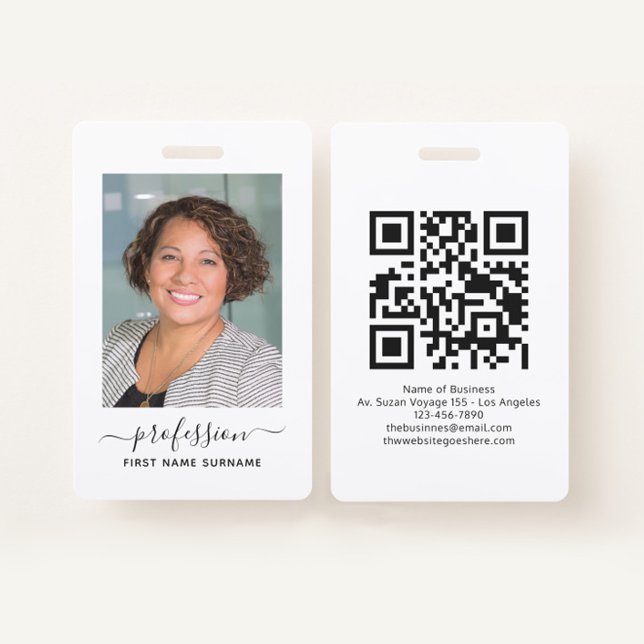 Minimalist Business ID with Photo and QR Code Badge (Creator Uploaded)