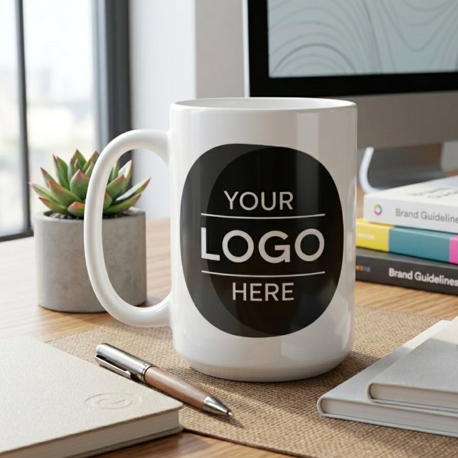 Minimalist Business Logo Black Circle Design Coffee Mug (Creator Uploaded)