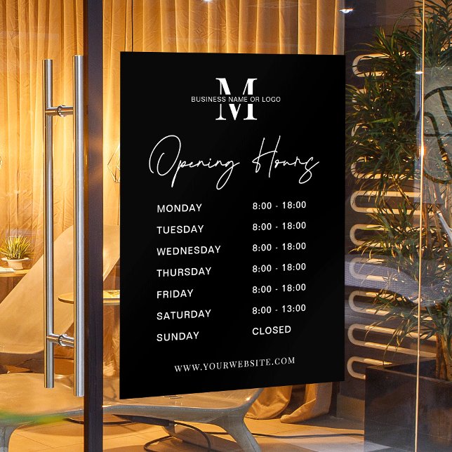 Minimalist Business Logo Black White Opening Hours (Creator Uploaded)