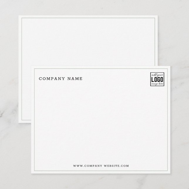 Minimalist Business Logo Company Name Green Border Card (Front/Back)