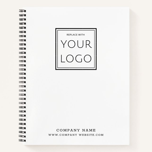 Minimalist Business Logo Company Name Simple White Notebook (Front)