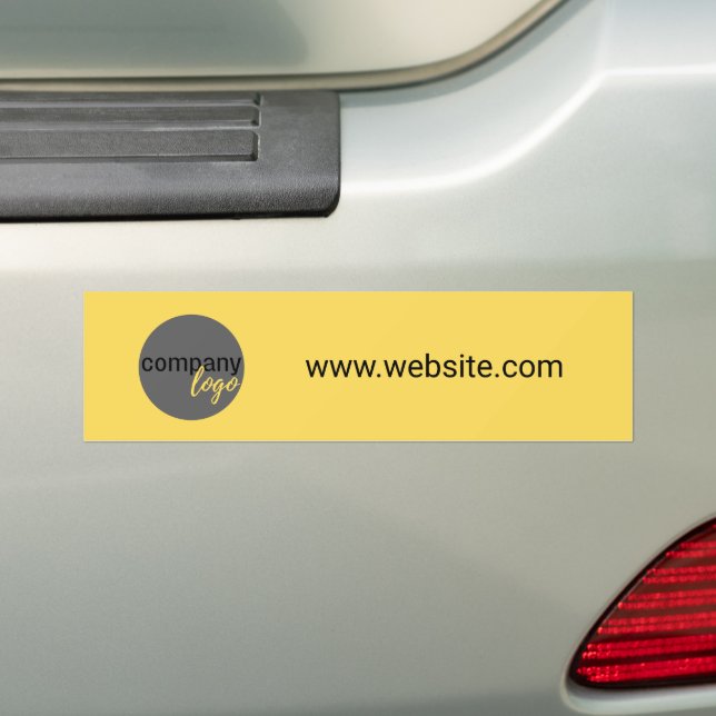 MINIMALIST BUSINESS LOGO COMPANY WEBSITE YELLOW BUMPER STICKER (On Car)