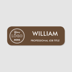 Minimalist Business Logo Dark Brown Employee Staff Name Tag