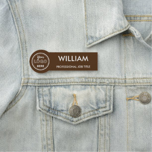 Minimalist Business Logo Dark Brown Employee Staff Name Tag