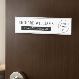 Minimalist Business Logo Employee Name Job Title Door Sign