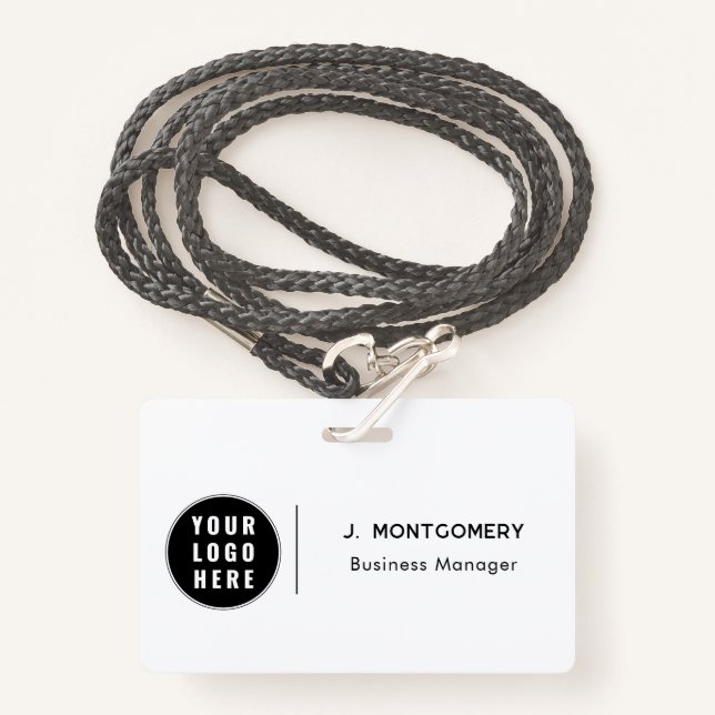 Minimalist Business Logo Employees Custom ID Badge (Front with Lanyard)