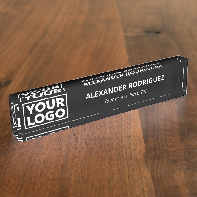 Minimalist Business Logo Professional Black Nameplate (Side)