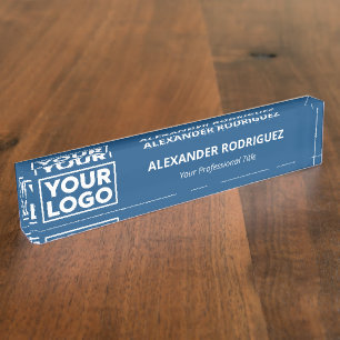 Minimalist Business Logo Professional Blue Nameplate