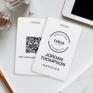 Minimalist Business Logo QR code Employee ID Badge