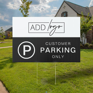 Minimalist Business Logo Reserved Customer Parking Garden Sign
