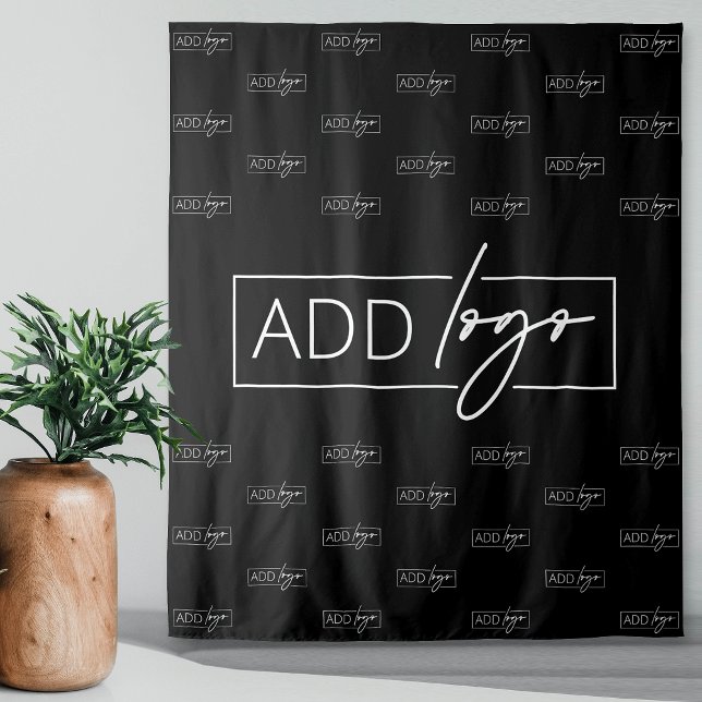 Minimalist Business Logo Step Repeat Backdrop Tapestry (minimalist black and white business logo step and repeat backdrop tapestry)