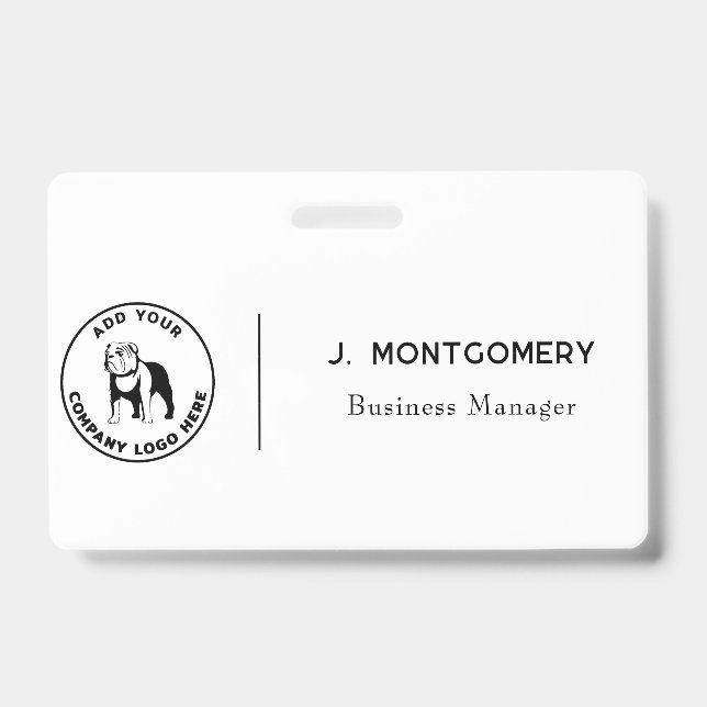 Minimalist Business Logo Vet Tech Employees ID Badge (Front)