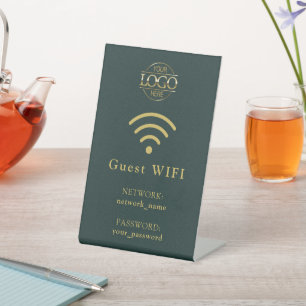 Minimalist Business Logo Wifi Password & Network Pedestal Sign