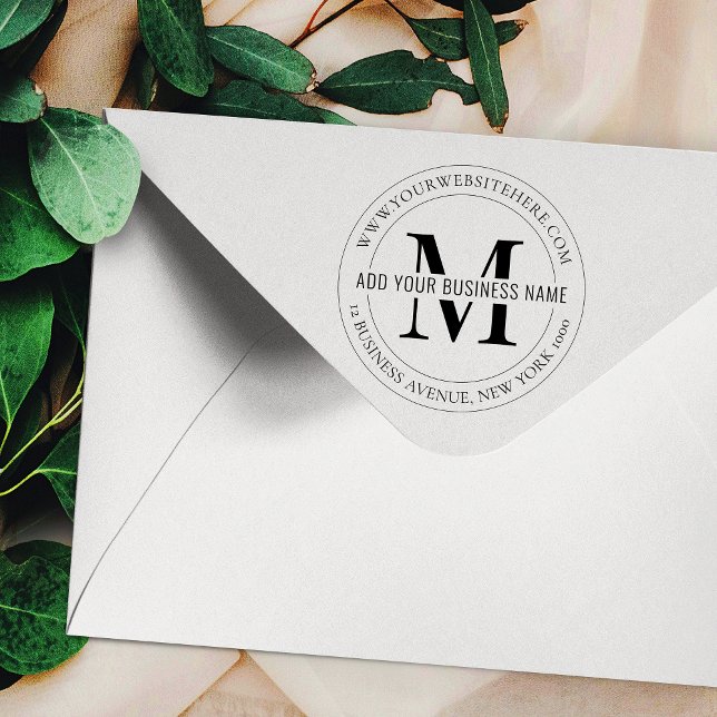 Minimalist Business Monogram Logo Black & White Rubber Stamp (minimalist black monogram business rubber ink stamp)