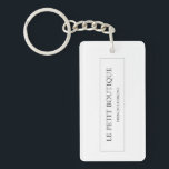 Minimalist  Business Name and Tagline Key Ring<br><div class="desc">A minimalist design in modern fonts. You will add your business name and a tagline. Or additional secondary text. Modern fonts are used for this design. Can be used as a promotional giveaway to promote your brand. If you need additional space for the text, consider removing the rectangle. If you...</div>