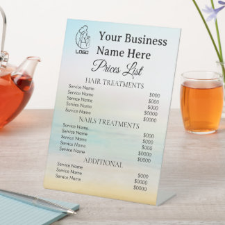Minimalist Business price list table top signs