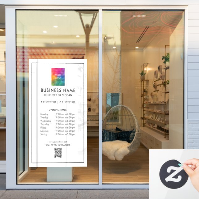 Minimalist Business QR Code Logo Opening Hours (Store Window)