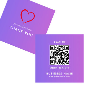 Minimalist Business QR Code Thank You  Discount Card