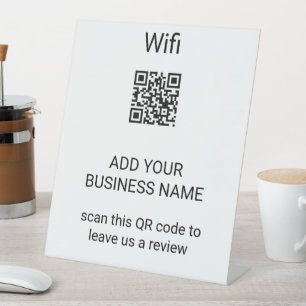Minimalist Business Review QR Code & Wi-Fi Pedesta Pedestal Sign