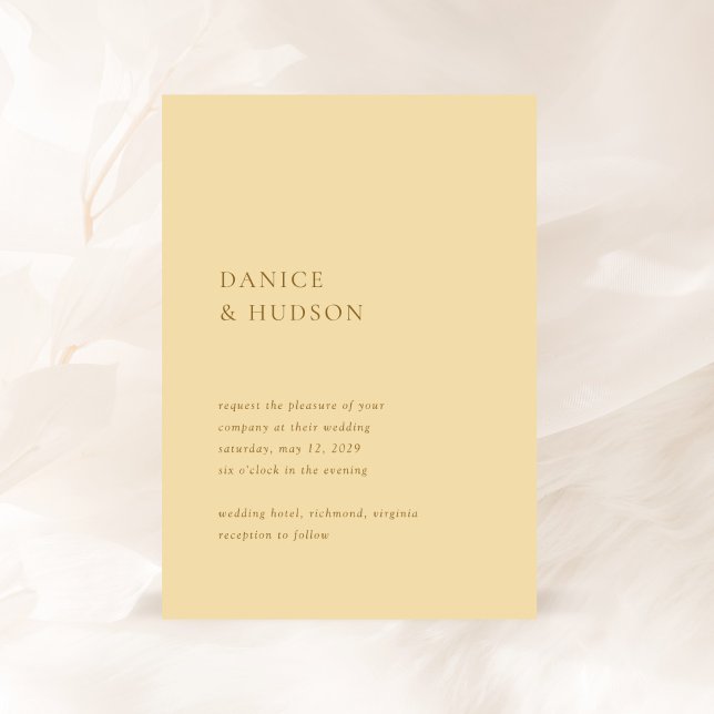Minimalist Butter Yellow Modern Wedding Invitation (Creator Uploaded)