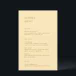 Minimalist Butter Yellow Modern Wedding Menu<br><div class="desc">Modern wedding menus featuring a simple and minimal layout with your details in serif fonts.</div>