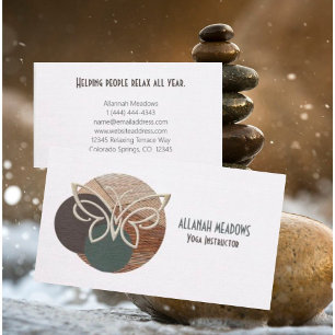 Minimalist Butterfly Bamboo Yoga Business Card