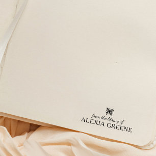 Minimalist Butterfly From the Library Of, Book Rubber Stamp