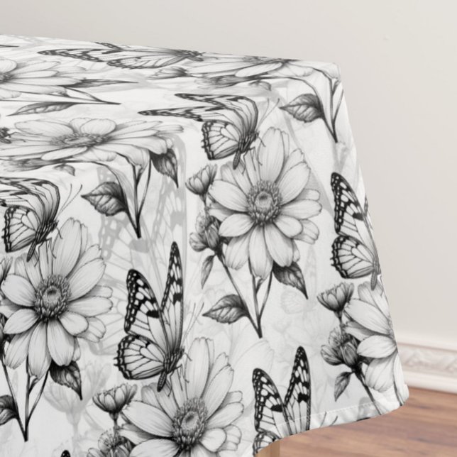 Minimalist Butterfly on Flower Pattern Design  Tablecloth (Creator Uploaded)