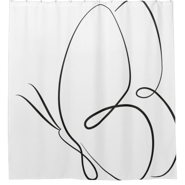 Minimalist Butterfly Shower Curtain (Front)