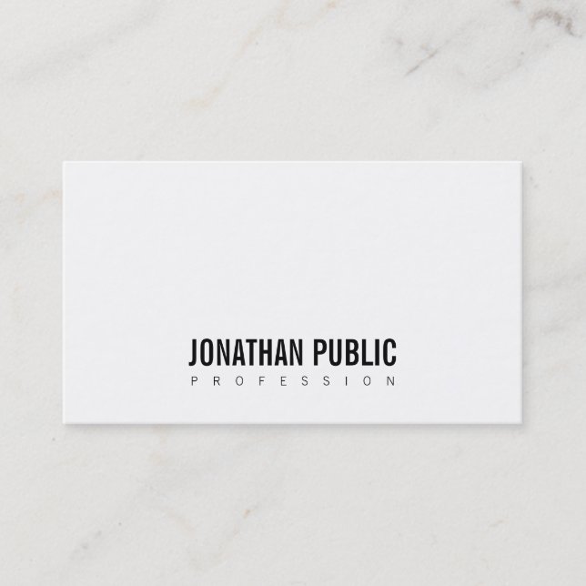 Minimalist BW Modern Professional Elegant Plain Business Card (Front)