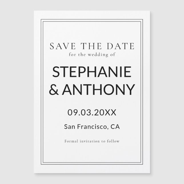 Minimalist BW Monogram Wildflower Wedding (Front)
