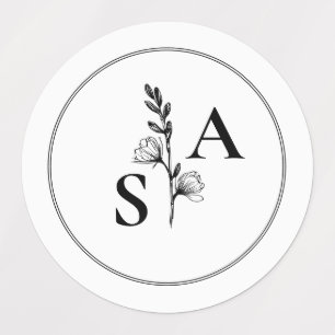 Minimalist BW Monogram Wildflower Wedding